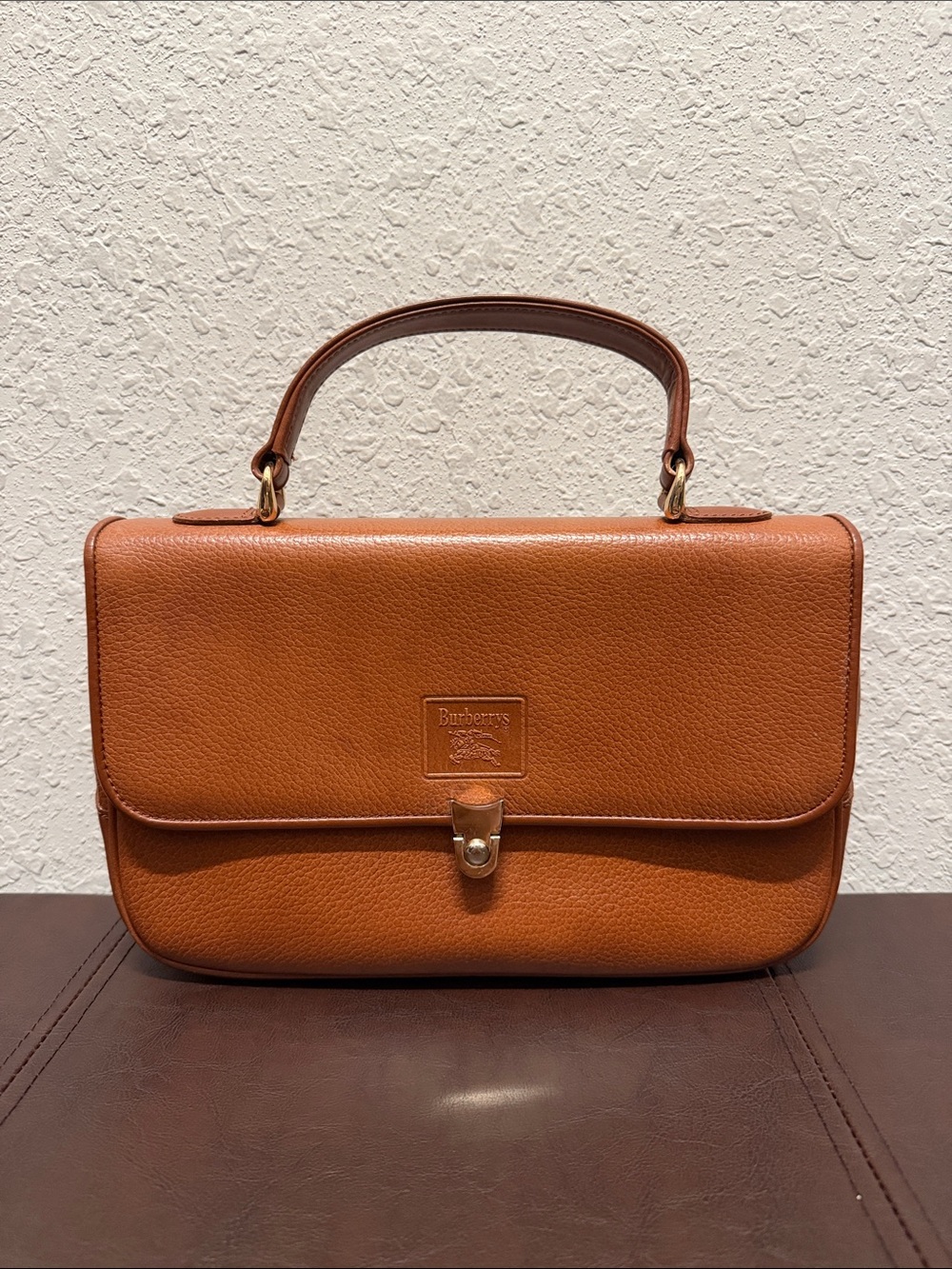 Burberry Tan Leather Top-Handle Satchel
